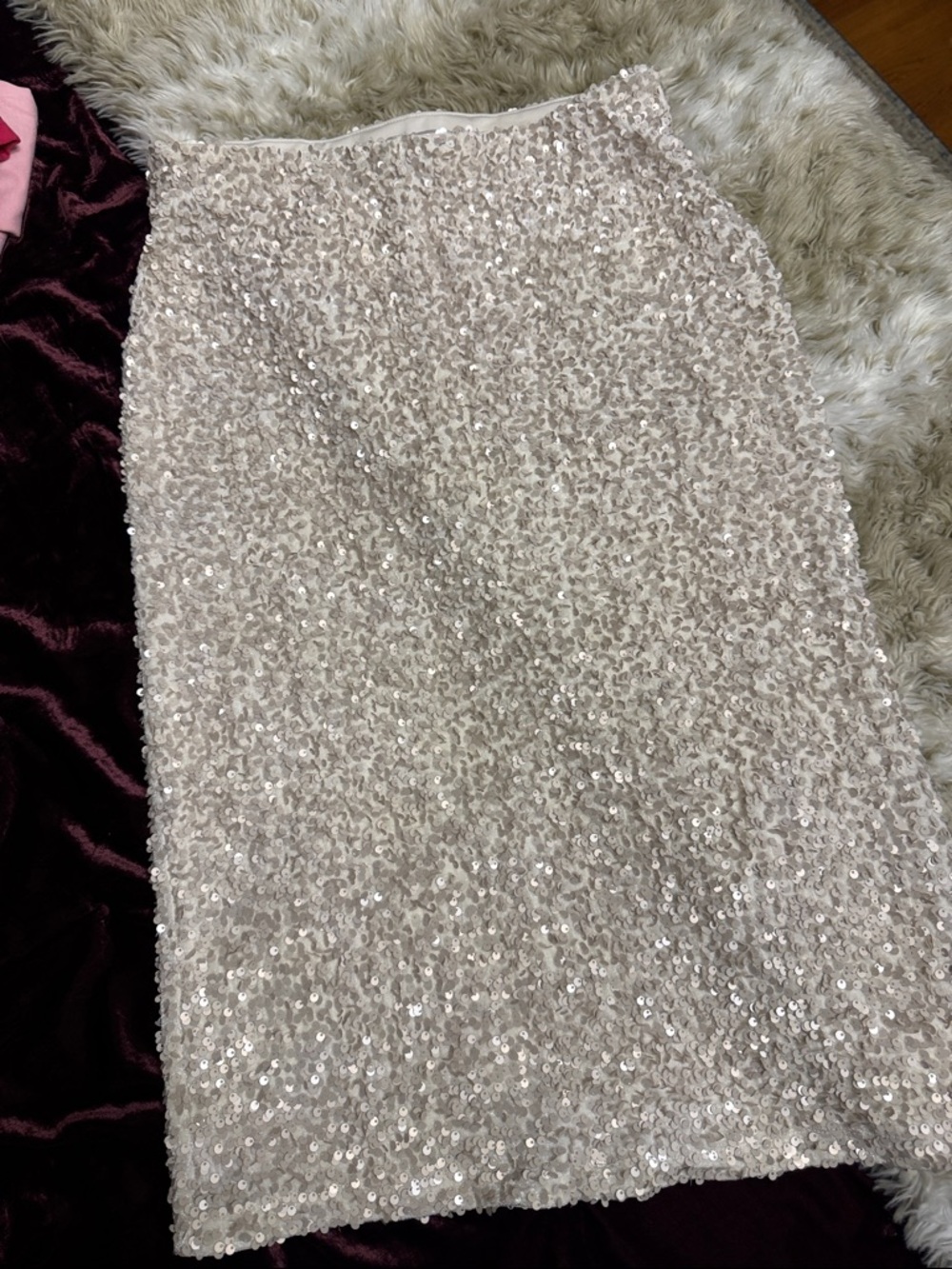 H&M Sequin Pencil Skirt in Light Beige